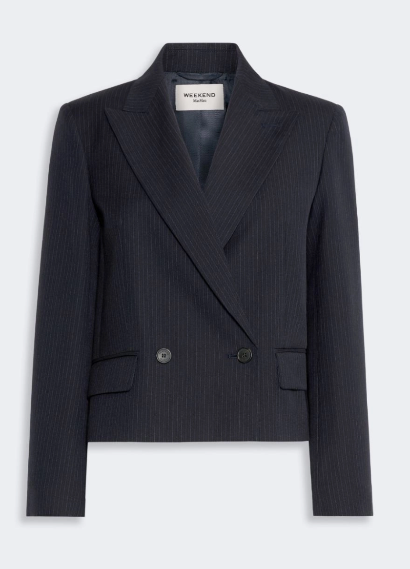 Blazer crop doppiopetto dalla linea dritta