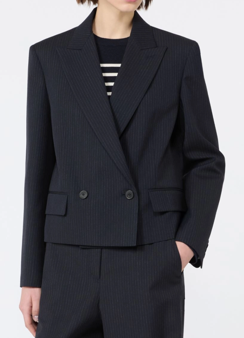 Blazer crop doppiopetto dalla linea dritta