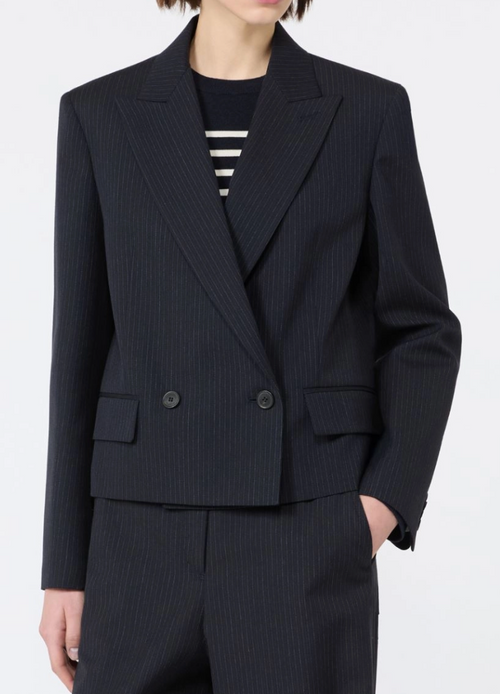 Blazer crop doppiopetto dalla linea dritta