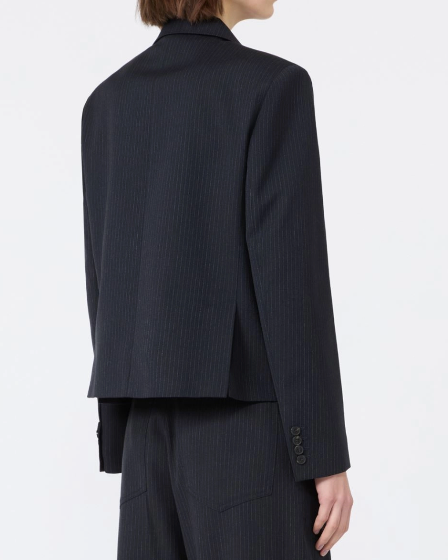 Blazer crop doppiopetto dalla linea dritta
